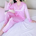 thumbnail image 4 of Awdenio Women Satin Pajamas Set Classic Clearance, Women's Long Sleeved and Full Length Pants Home Wear Two-piece Set, 4 of 7