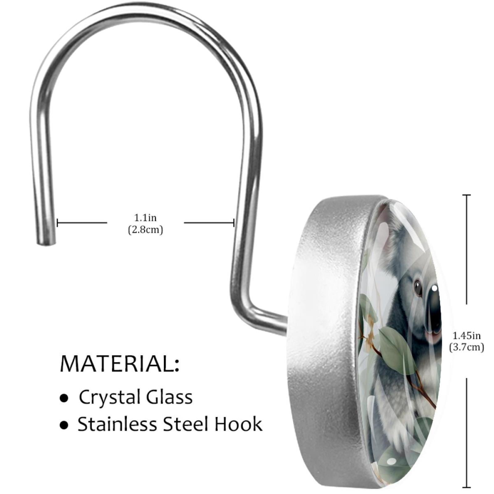 HemaKayy 12 Pcs Decorative Shower Curtain Hooks - Stainless Steel Rings for Bathroom Décor - Easy Glide & Secure Hold - Perfect Decoration for Bathroom Shower Rods - Koala Bear Animal