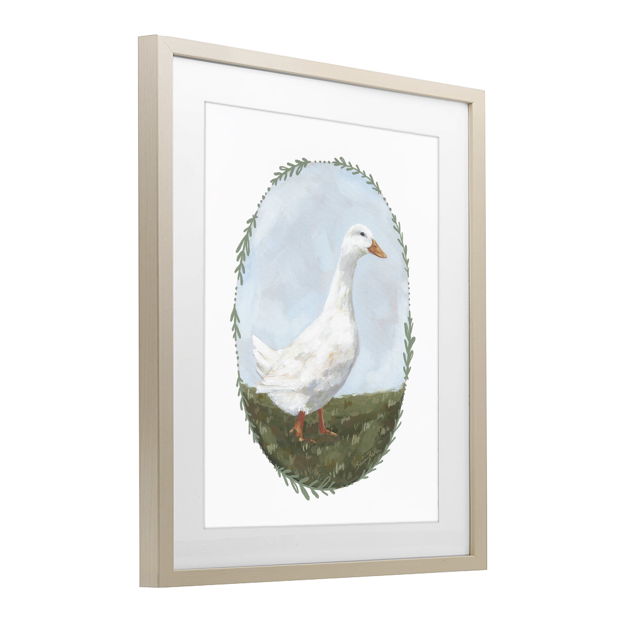 Stupell Industries Gentle Duck in Meadow Birch Framed Print Under Glass, design by Sara Baker