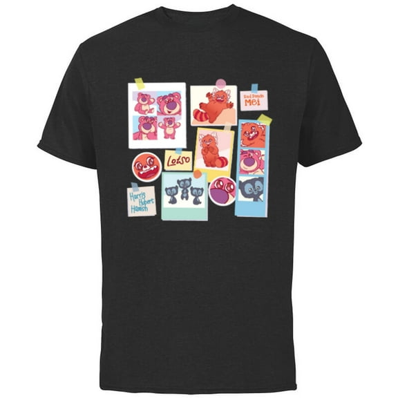 Disney and Pixar’s Lotso Mei Brave Bears Fluffy Cute Photos - Short Sleeve Cotton T-Shirt for Adults - Customized-Black