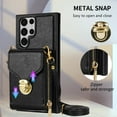 thumbnail image 7 of for Samsung Galaxy S22 Ultra Case Wallet with Shoulder Strap for Women - Crossbody Lanyard,Zipper Pocket,Credit Card Holder,Shockproof - Metal Buckle Closure Premium PU Leather Case, Black, 7 of 7