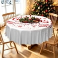 thumbnail image 2 of Duangreer White Merry Christmas 60''Round Tablecloth, Red Ribbon Heart Print, Washable Picnic Table Cover for Family Party Dining Indoor and Outdoor, 2 of 6