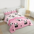thumbnail image 2 of Feelyou Pink Cute Panda Queen Comforter Set for Kid, Kawaii Cartoon Animal Bedding Sets, Princess Style Reversible Bedding Comforter Set, Breathable Home Decor, 3 Pieces, 2 of 8