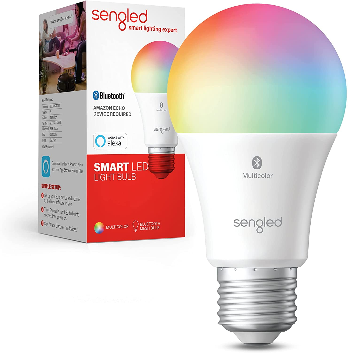 Sengled Smart Light Bulbs, Color Changing Alexa Light Bulb Bluetooth