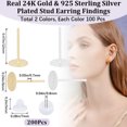 thumbnail image 2 of 1 Box 200Pcs Stud Earring Findings 24K Gold & 925 Sterling Silver Plated Blank Post Earring Flat Round Earring Studs with 200Pcs Ear NutsDIY, 2 of 6