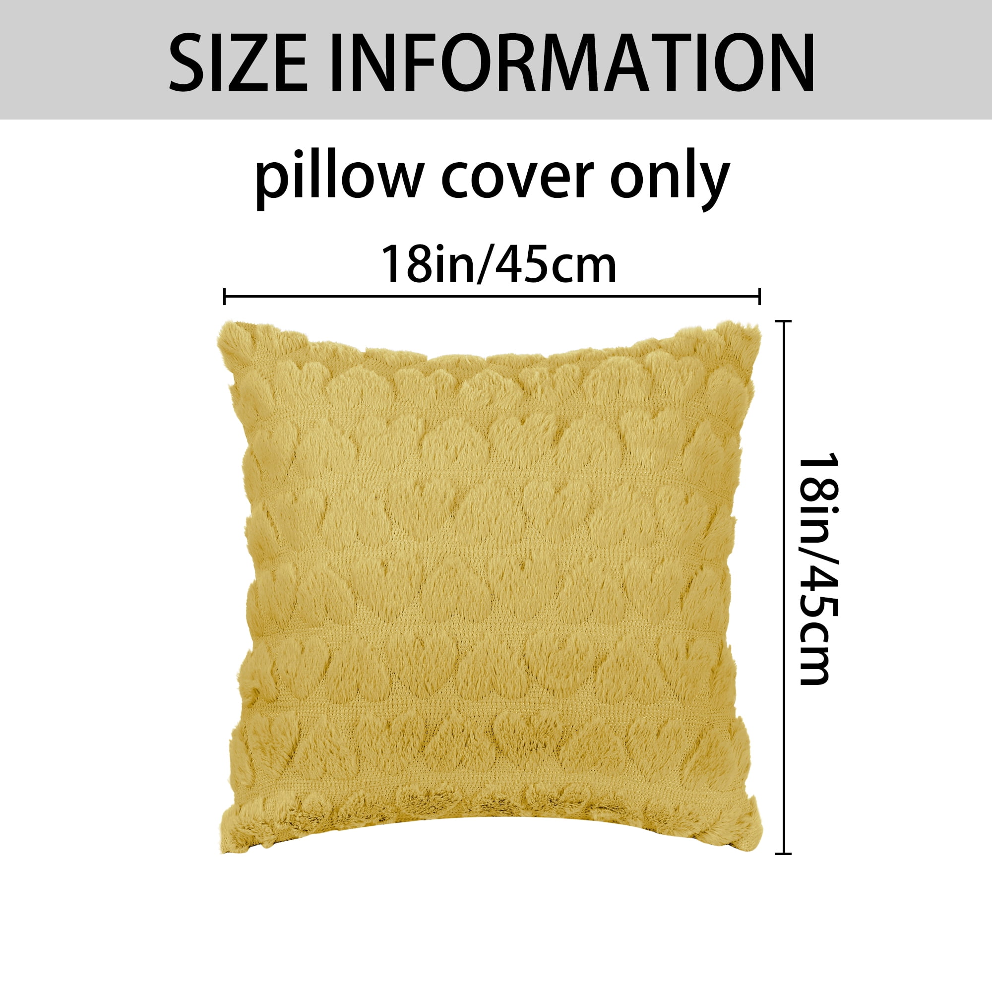 Unique Bargains Decorative Pillow Covers Modern Heart Pattern Pillow Covers (2 Count) Yellow 18" x 18"