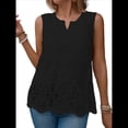 thumbnail image 2 of Blusa Informal de Verano Sin Mangas con Bordado de Ojales para Mujer, Cuello en V Negro XXL, 2 of 7