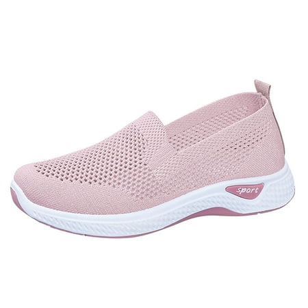dmqupv Womens Sneakers Workout Sneakers for Women Women Breathable Lace Up Shoes Flats Casual Shoes Unisex S Sneakers for Women White Pink 8.5