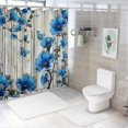 thumbnail image 7 of Pratyus Blue Flowers Butterflies Shower Curtain for Bathroom Decor Polyester Washable Shower Curtain Set with Hooks 36"x72, 7 of 7