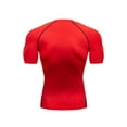 thumbnail image 2 of Fangasis Mens Summer Tops Short Sleeve Compression Shirts Crew Neck Sport T Shirt Men Casual Tee Breathable Bodybuilding Muscle T-shirt Red XL, 2 of 3