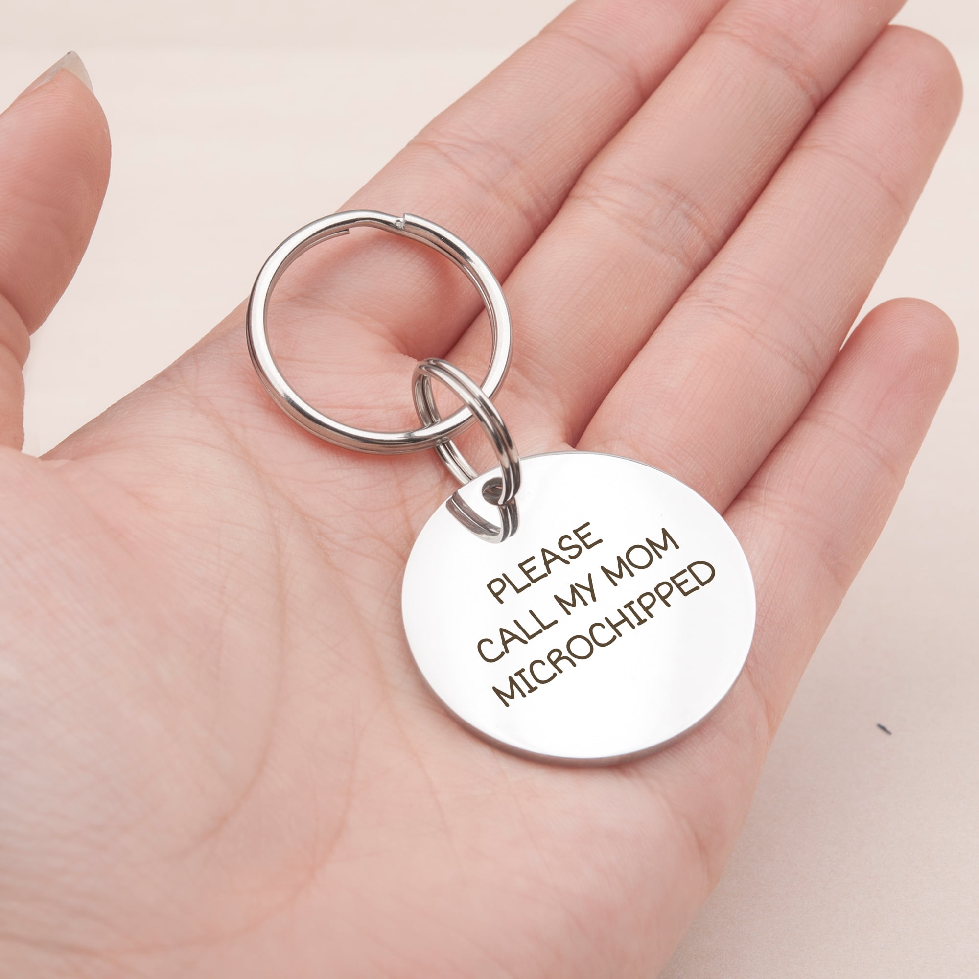 Anavia Stainless Steel Metal Round Name - Icon - Phone Number Birthday Holiday Christmas Engraved Dog ID Tag, Rose Gold