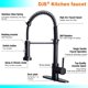 thumbnail image 4 of DJS Grifos de cocina con pulverizador extraíble negro mate – Ajuste de modo dual monomando 1 o 3 agujeros grifo de fregadero de cocina negro comercial con placa de cubierta para lavabo de embarcación, 4 of 5