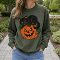 thumbnail image 4 of Halloween Shirt, Black Cat Pumpkin Sweatshirt, Vintage Jack O Lantern Hoodie, Spooky Cat Graphic Tee, Cute Fall Halloween Gift For Her, 4 of 9