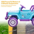 thumbnail image 2 of 12V Electric Kids Car Toy Unicorn Ride On Car with Remote Control, DIY Stickers, MP3, LED Lights, Full Function Doors, Four Wheels Suspension, 2 Motors, Purple / Cyan, 2 of 7
