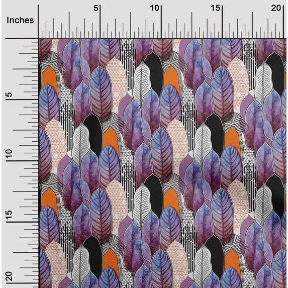 oneOone Cotton Jersey Off White Fabric Leaves Diy Clothing Quilting Fabric Print Fabric By Yard 58 Inch Wide