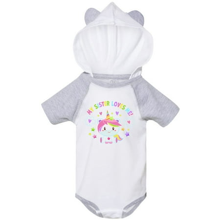 

Inktastic My Sister Loves Me with Cute Rainbow Unicorn Gift Baby Boy or Baby Girl Bodysuit