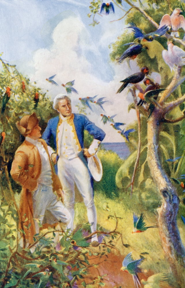 Captain James Cook And Botanist Joseph Banks Examining The Wild Life And Flora In Botany Bay Australia From The Life And Voyages Of Captain James Cook By CG Cash Published Circa 1910 Canvas Art - Ken