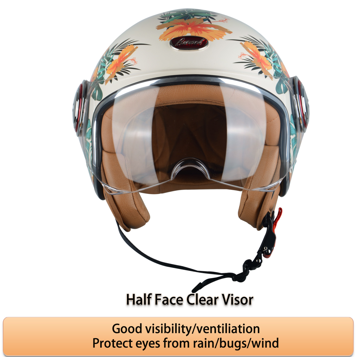 BEON Half Face Retro Vintage Motorcycle Helmet with Anti-Scratch Visor for Adults Moped Vespa, DOT & ECE Approved