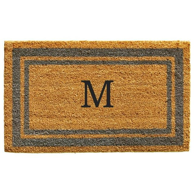 Calloway Mills 153022436M 24 x 36 in. Periwinkle Border Monogram Rectangular Doormat, Natural - Letter M