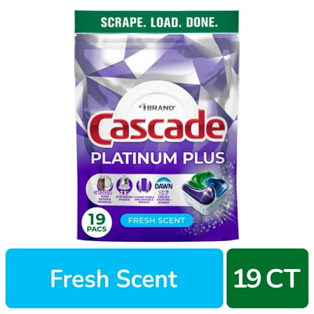 Cascade Platinum Plus ActionPacs With Dawn Lemon Scented Auto Dishwashing Pacs - 19 ct