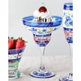 thumbnail image 4 of Golden Hill Studio Hand Painted Decorative Margarita Glasses Set of 2 - Barcelona Blue Flower Collection - Hand Painted Glassware by USA Artists - Unique Margarita Glasses - Ideal Table & Home Décor, 4 of 4