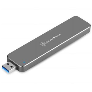 SilverStone Technologies MS09C M.2 SATA SSD to USB 3.1 Generation 2 Enclosure with Retractable Aluminum USB Type-A Housing in Charcoal