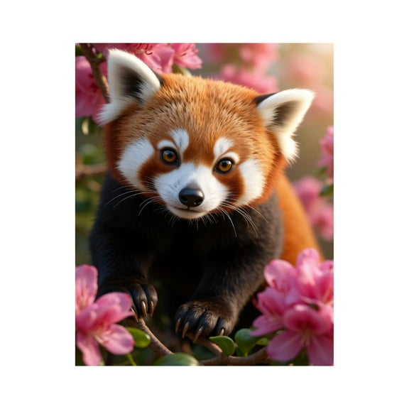 Paint by Numbers Kit for Adults, Red Panda Among Pink Flowers Paint by Numbers, Easy Paint by Numbers Kit for Adults Beginner, DIY Adult Paint by Number Kits on Canvas, 12x16in Home Decor