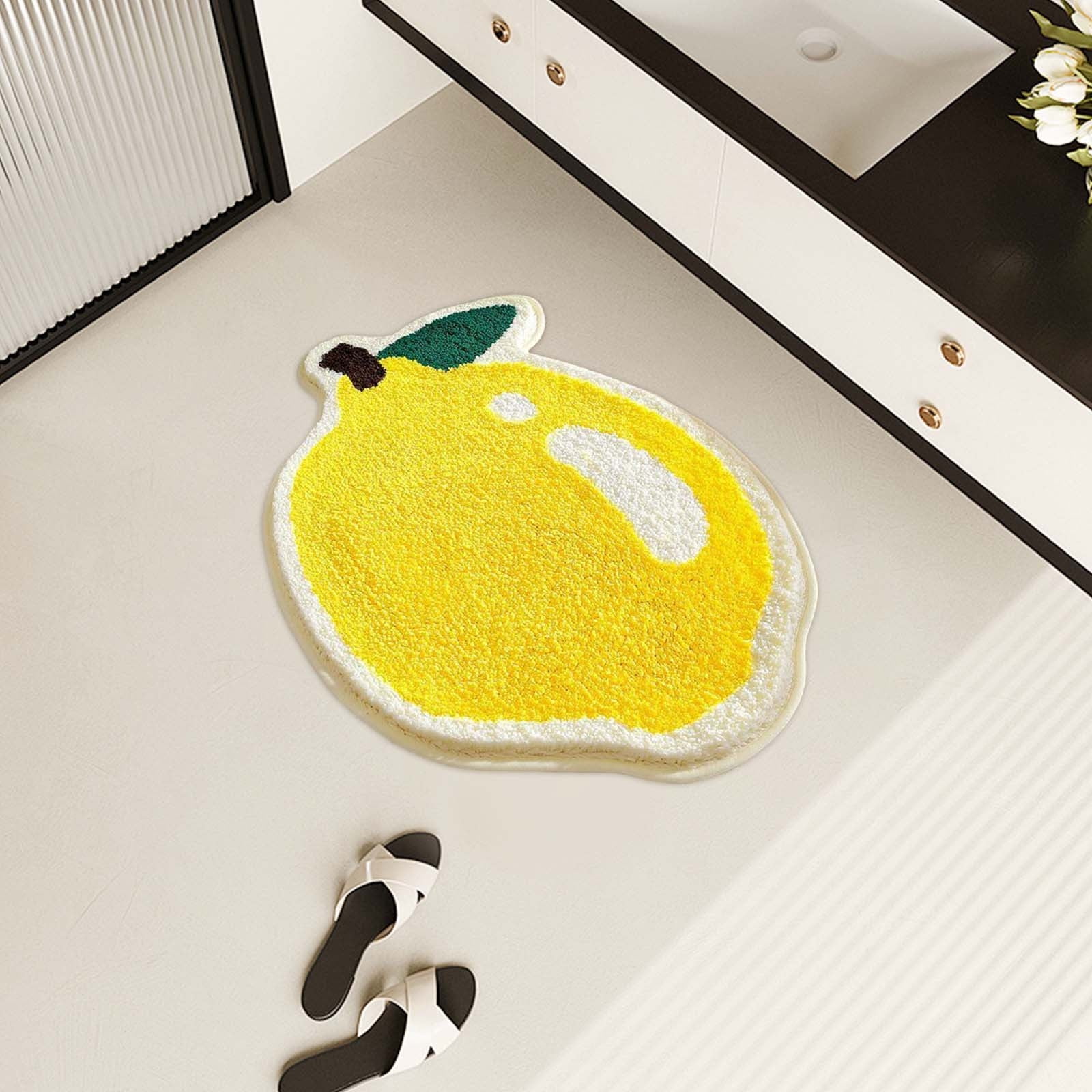 Nilvkv Lemon Bath Mat Fruit Bathroom Rugs for Living Room and Bedroom, Non Slip Small Washable Rug Lemon Bathroom Decor (15.75x23.62in)