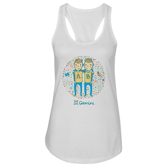 Cute Zodiac Sign Gemini. Tank Women -Image by Shutterstock, Female x-Small