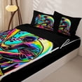 thumbnail image 3 of Castle Fairy Sport Baseball Gamer Zipper Twin Comforter Sets with Fitted Sheet and 2 Pillowcases, Neon Ice Cream Drip Zipper Bedding Set, Black Green Yellow,4-Piece,Black Reversible, 3 of 6