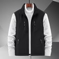 thumbnail image 2 of Men's Vest Fall Multi Pocket Turn Down Collar Have Zipper Solid Color Warm Outerwear Vest, 2 of 4