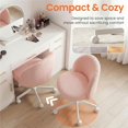 thumbnail image 5 of Favory Office Vanity Chair with Wheels Comfy Desk Chair for Girls Cute Computer Small Armless Adjustable Height Swivel for Home Bedroom Task-Pink, 5 of 14