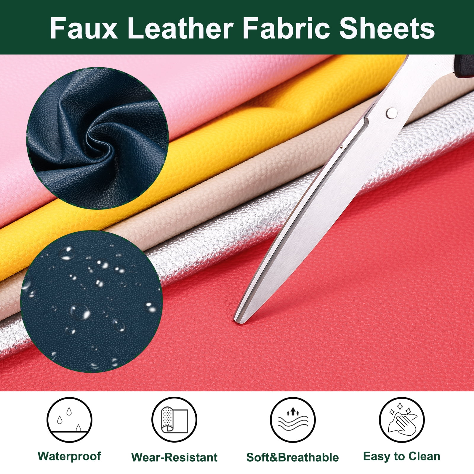 Uxcell Faux Leather Fabric Sheets, 54x36 Inch Waterproof Solid Soft PU Synthetic Leather Sheet for Upholstery Replacement Renovate Sofa Furniture Bag Crafts DIY Sewings(Dark Blue)