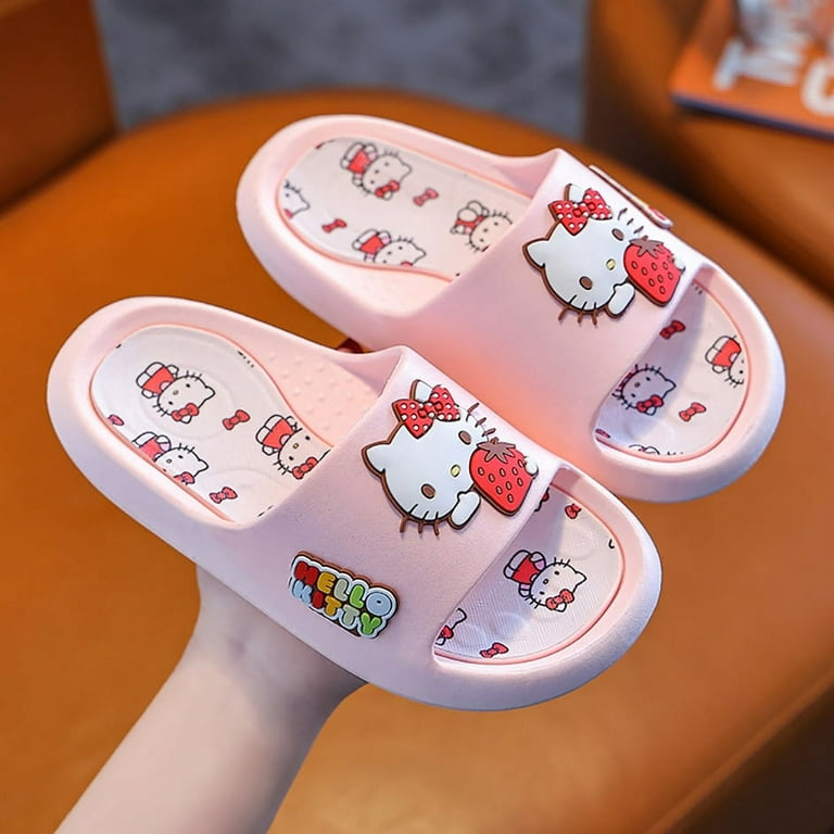 Sanrio Hello Kitty Summer Slippers Kawaii Kuromi My Melody Cinnamoroll Anime Outdoor Bathroom Beach Anti Slip Sandal For Girls