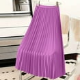 thumbnail image 7 of Women's Basic Simple High-Waisted Pleated Skirt Casual Solid Color Flowy Swing A-Line Skirt, 7 of 7