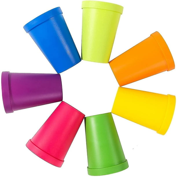 Plastic Cups, 7 Pieces Of Stackable 200ml, Reusable Plastic Cups, For