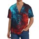 thumbnail image 1 of Balery Red And Blue Fire Camisa Casual de Manga Corta con Botones para Hombre, Texturizada, Estilo Cubano, para Playa, Verano-3X-Large, 1 of 5