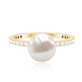 thumbnail image 4 of Rosec Jewels Genuine Freshwater Pearl Diamond Engagement Ring 7 Carat - 8 mm Pearl Solitaire Ring for Women - AAA Quality, 18K Yellow Gold, US 3.00, 4 of 8