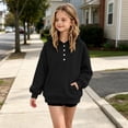 thumbnail image 4 of fatyb Boys Girls Half Button Hoodies with Pocket Casual Long Sleeve Pullover Hooded Sweatshirt for Kids, 4 of 6