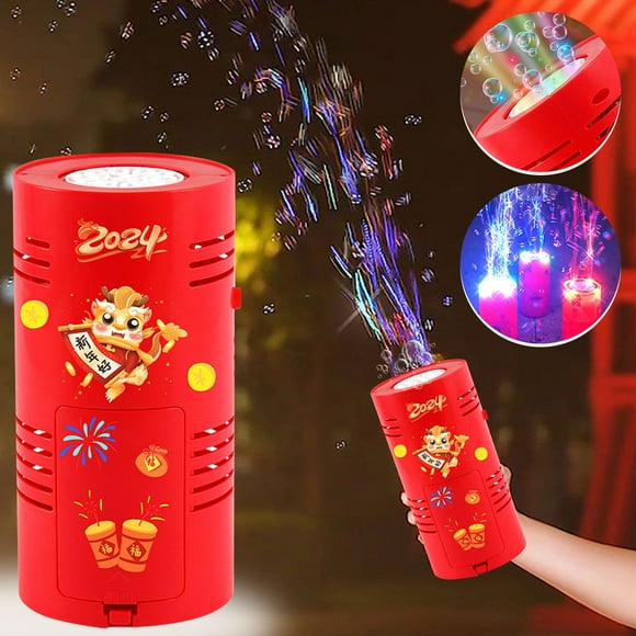 RXIRUCGD Toys Dragon Year New Year 2024 New Year Bubble Machine 10 Hole Music Light Colorful Children's Toys 50ml