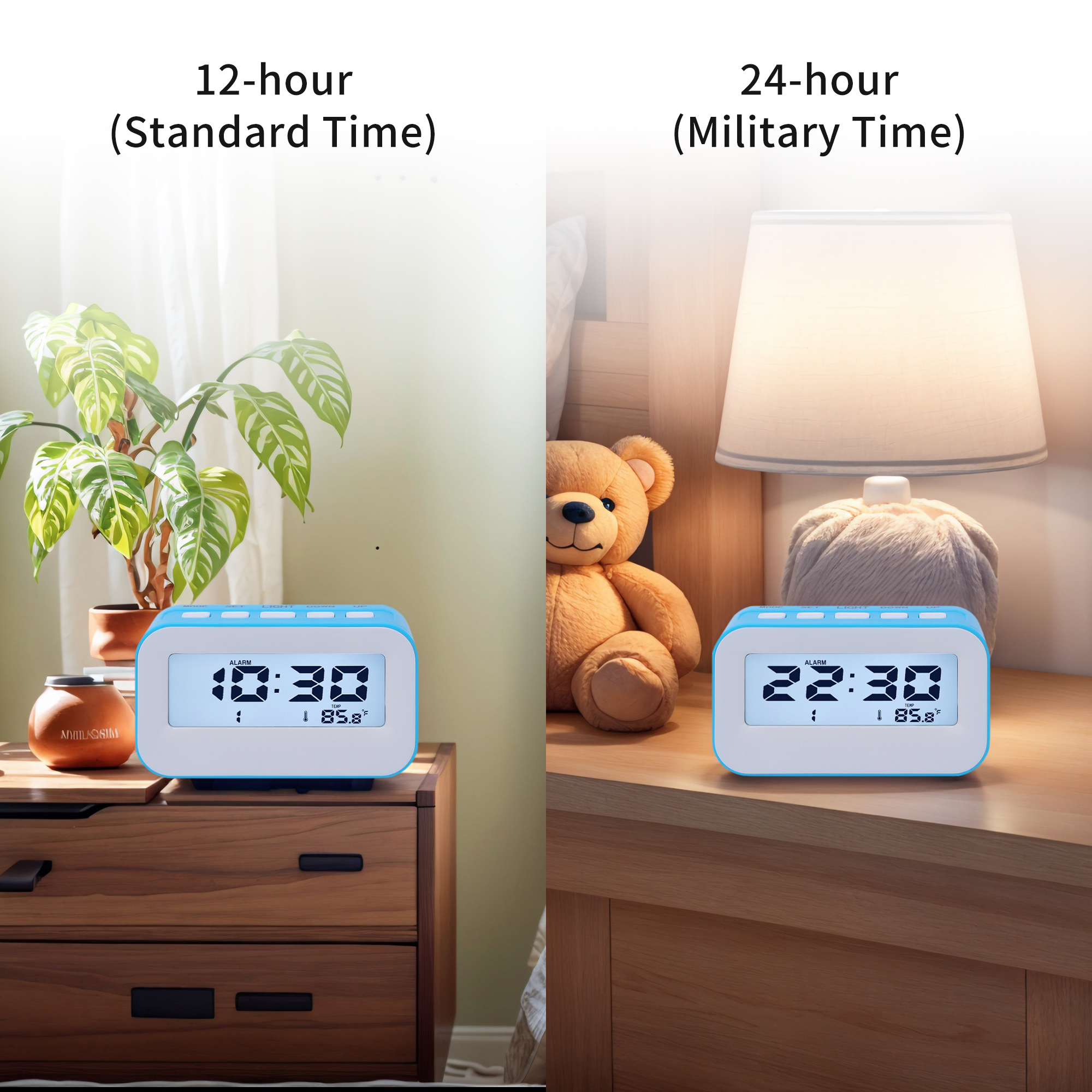 Unique Bargains Electric Alarm Clock with Temperature Display White 4.3"L x 1.8"W x 2.4"H