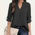 thumbnail image 2 of Yuzhih Plus Size Long Sleeve Shirts for Women V Neck Tunic Blouse Tops Casual Work Business Office Shirts, 2 of 6