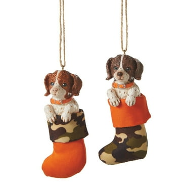 Ganz 4.5" Haired Welsh Springer Spaniel Puppy Dog in Stocking Christmas Ornament - Red