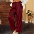 thumbnail image 4 of qolati Womens Silk Satin Pajama Pants Casual Loose Lounge Pants Lightweight Drawstring Elastic Waist Wide Leg Pjs Bottoms with Pockets, 4 of 8