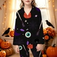 thumbnail image 2 of Gunia Halloween Pajamas For Little Girls 2 Piece Button Up Long Sleeve Tops With Pants Nightwear Pjs Sleepwear Black 7-8 Years, 2 of 5