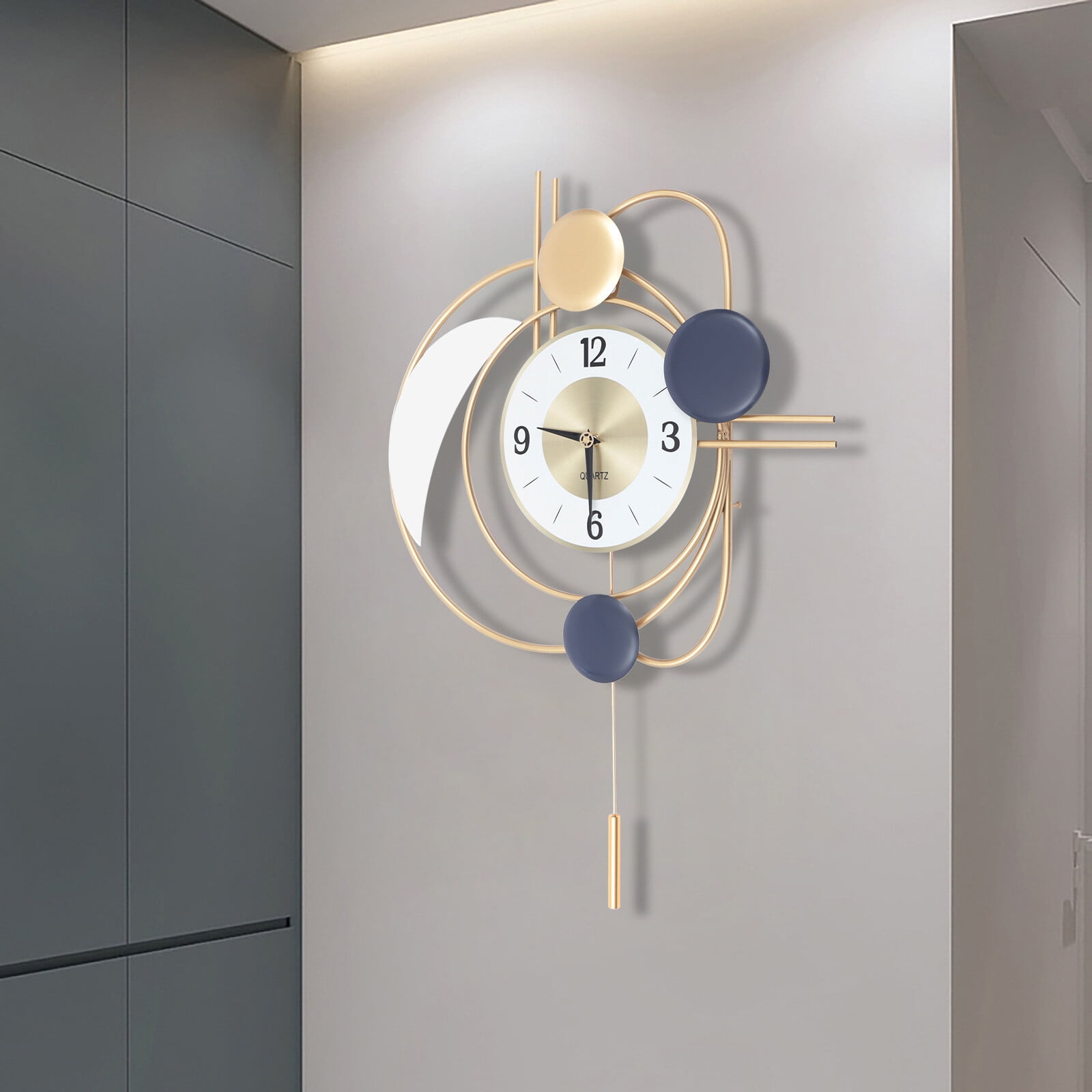 Wall-mounted Decor Clock, Nordic Style, Hanging Clocks, Metal, 3D Mute Design, Modern Clock for Home