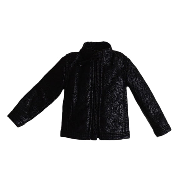 Chaqueta de Cuero Sintético a Escala 1:12, Modelo Resistente, Juguete Multifuncional, Accesorio de Decoración Elegante para Cosplay, Ropa para Figuras Negro