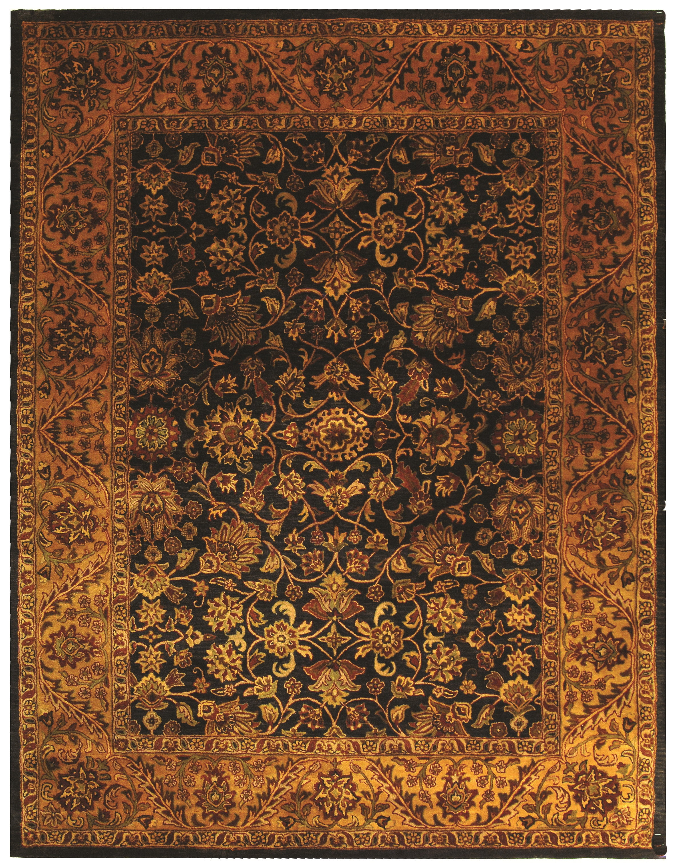 Safavieh Golden Jaipur Dreda Bordered Wool Area Rug, Black/Gold, 8'3" x 11'