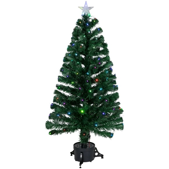 Northlight 4' Pre-Lit Potted Fiber Optic Artificial Christmas Tree, Multicolor LED Lights