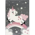 thumbnail image 2 of Abani Play Collection Unicorn 5' x 8' Grey Pink Kids Room Area Rug, 2 of 5
